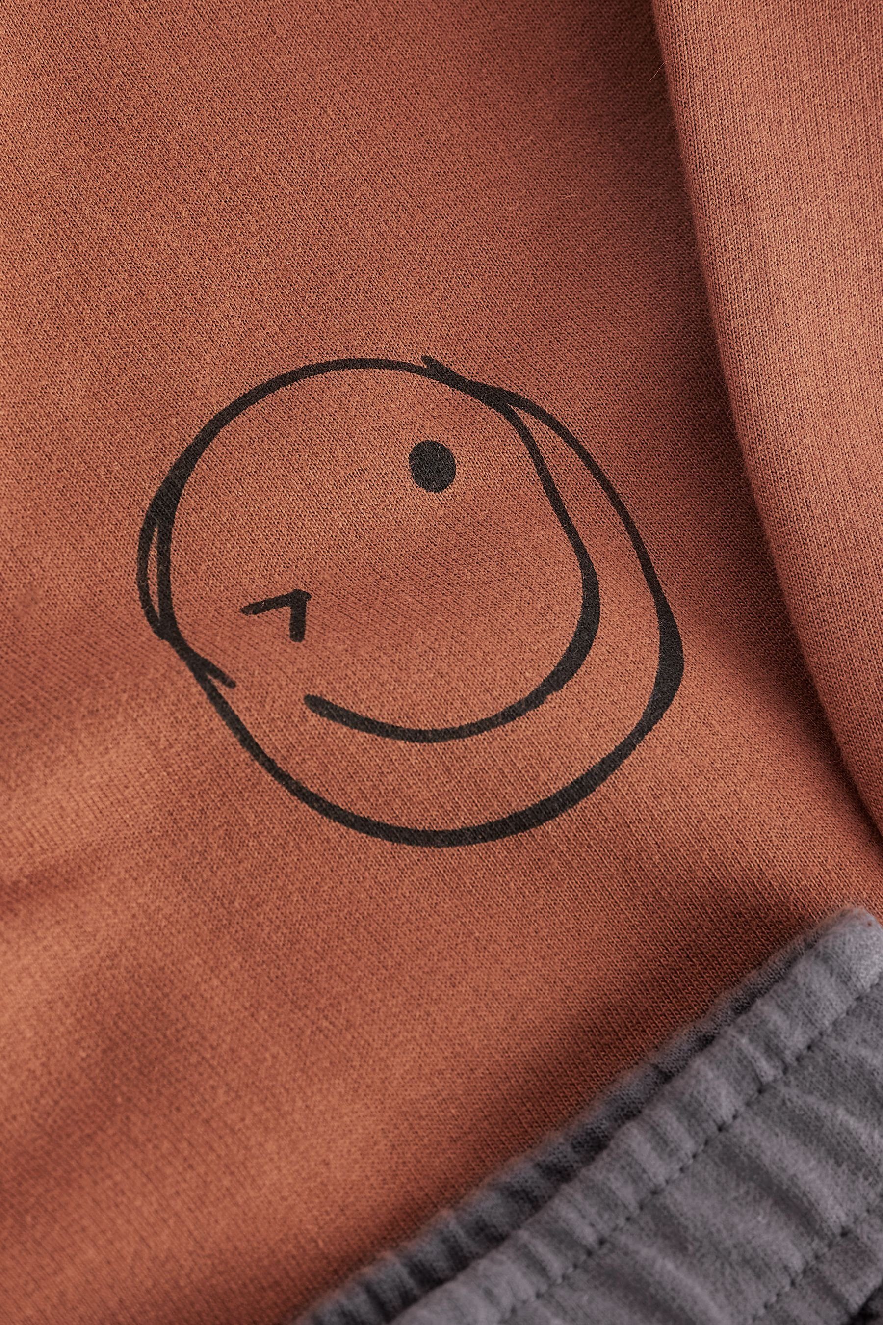 Next Sweatanzug Sweatshirt mit Motiv (2-tlg) Jogginghose Logo und Set Rust Brown/Grey Oversized im