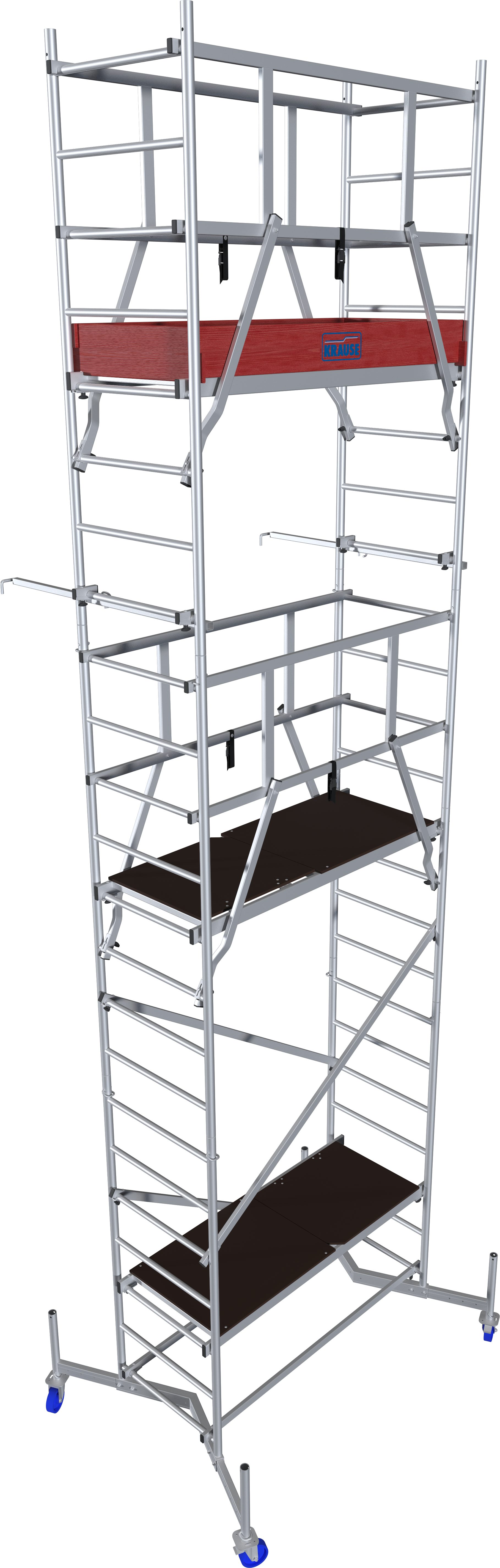 KRAUSE Arbeitsgerüst ClimTec System, (Set), Komplettgerüst inkl. 1 Aufstockung, 2 Aufstockung + Fahrrollensatz