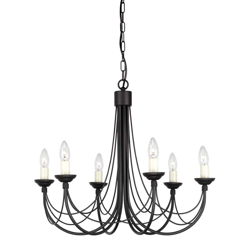 Elstead LIGHTING Kronleuchter, Leuchtmittel nicht inklusive, Kronleuchter Hängelampe Deckenleuchte Stahl Schwarz D 61 cm