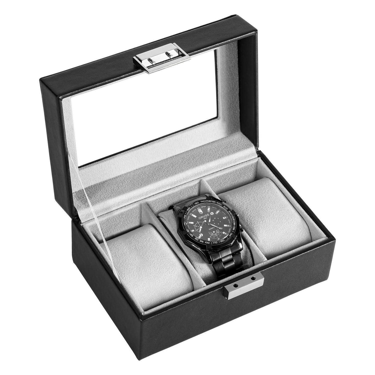 LuxusKollektion Uhrenbox Uhrenbox 3-fach Schwarz (1 St)
