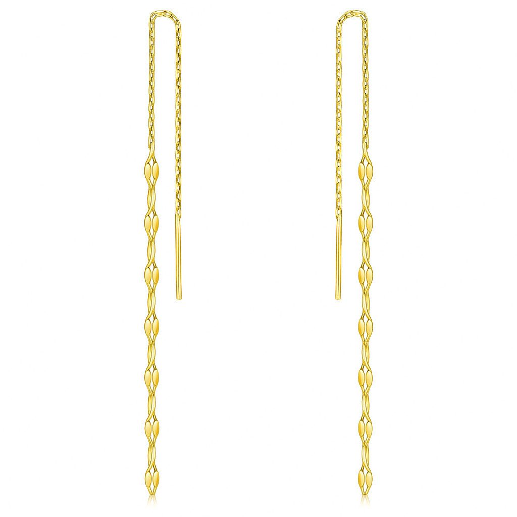 Runde Perlé Paar Ohrhänger minimalistische hängende Kettenohrringe, 925 Sterling Silber, 18K oder 14K Goldplattierung (inkl. Geschenkverpackung)