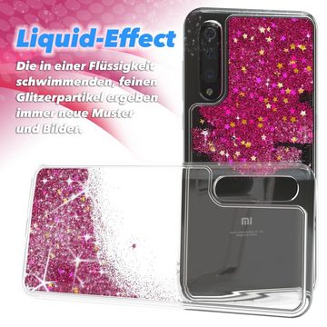 EAZY CASE Handyhülle Liquid Glittery Case für Xiaomi Mi 9 6,39 Zoll, Glitzerhülle Shiny Slimcover stoßfest Durchsichtig Bumper Case Pink