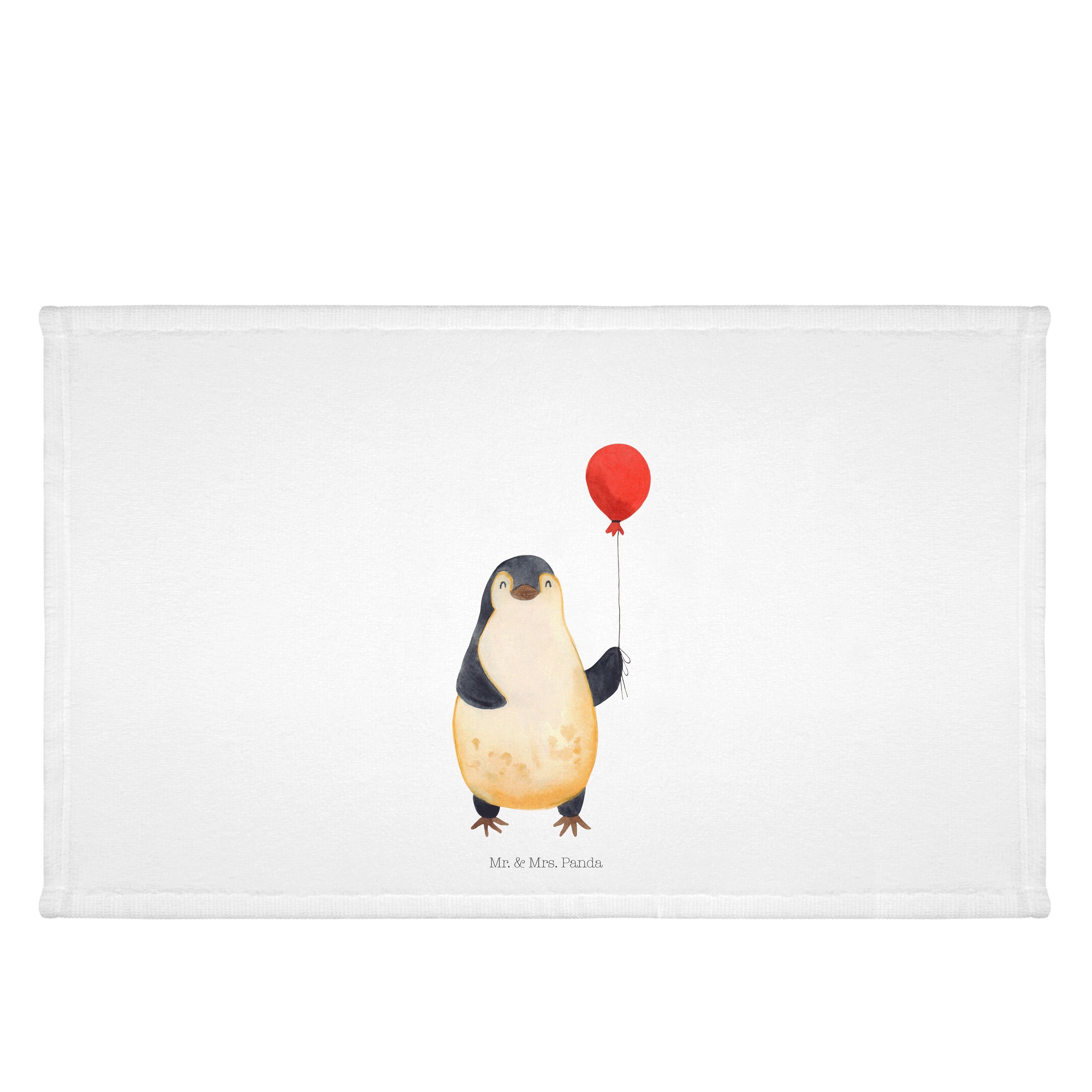 Mr. & Mrs. Panda Handtuch Pinguin Luftballon - Weiß - Geschenk, Frottier, Pinguine, Tagträume, (1-St)