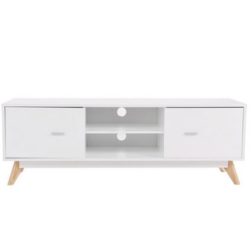 COSTWAY TV-Schrank mit 2 Türen & 2 Fächern, Holz, 140x40x48cm