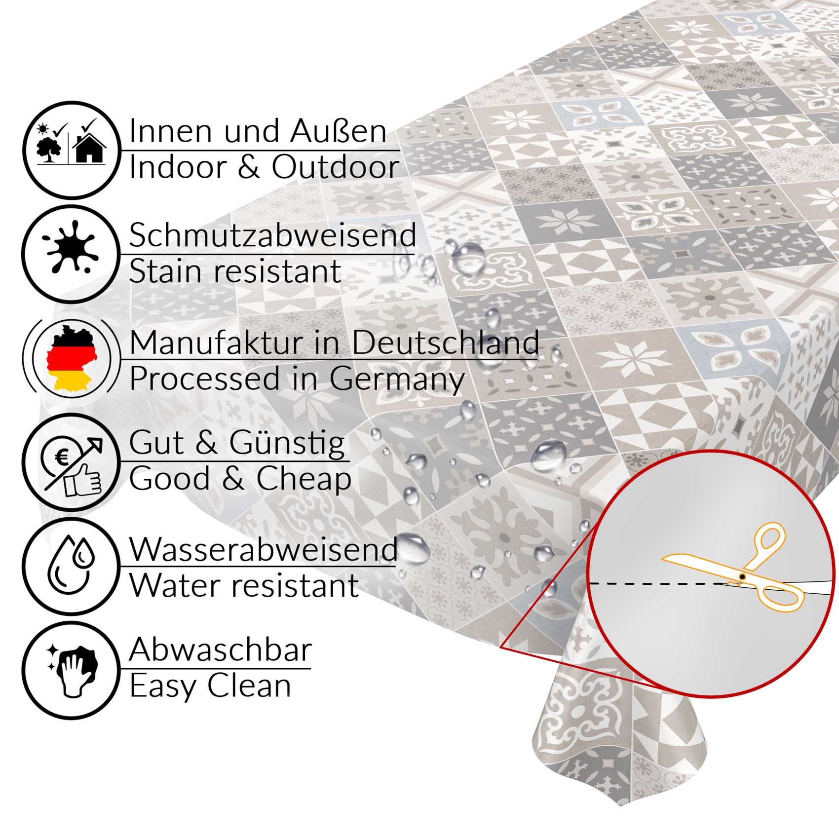 ANRO Tischdecke Wachstuchtischdecke Gartentischdecke Wachstischdecke (Einzelstück 1-tlg), Glatt 140x100cm wasserabweisend