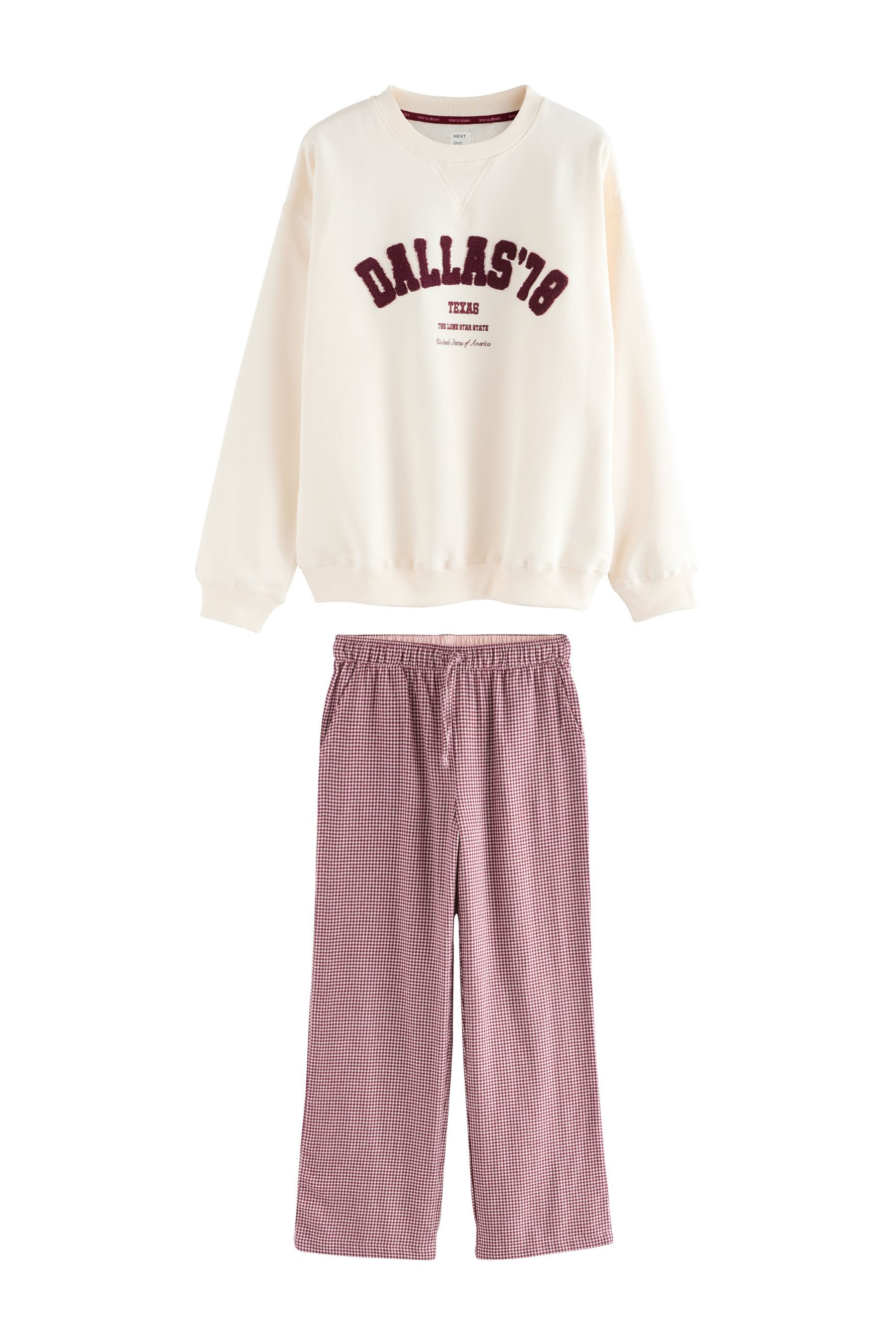 Next Pyjama Schlafanzug aus Flanell mit Sweatshirt (2 tlg) günstig online kaufen