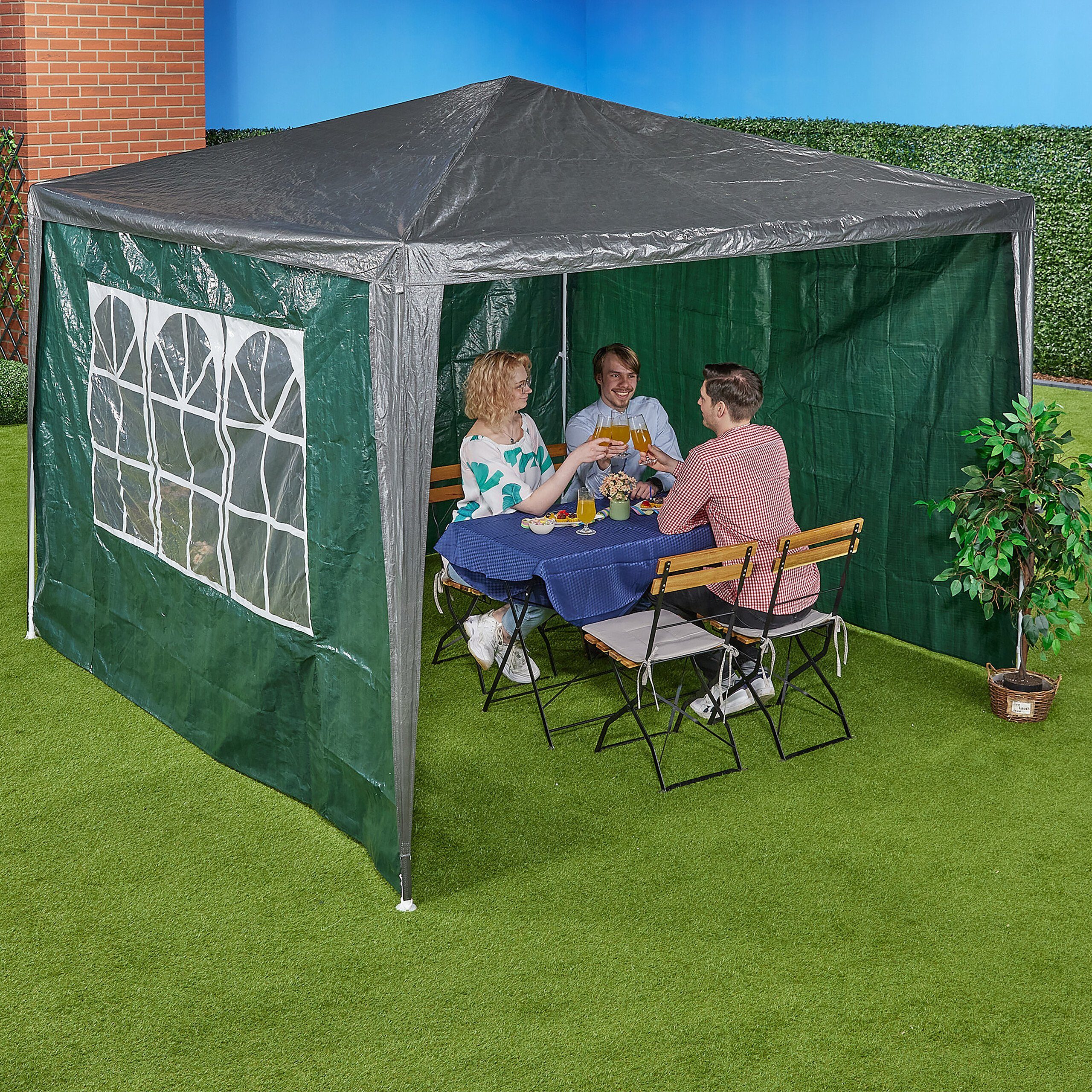 relaxdays Pavillonseitenteil Pavillon Seitenteile 3er Set, 300x200 cm, grün günstig online kaufen