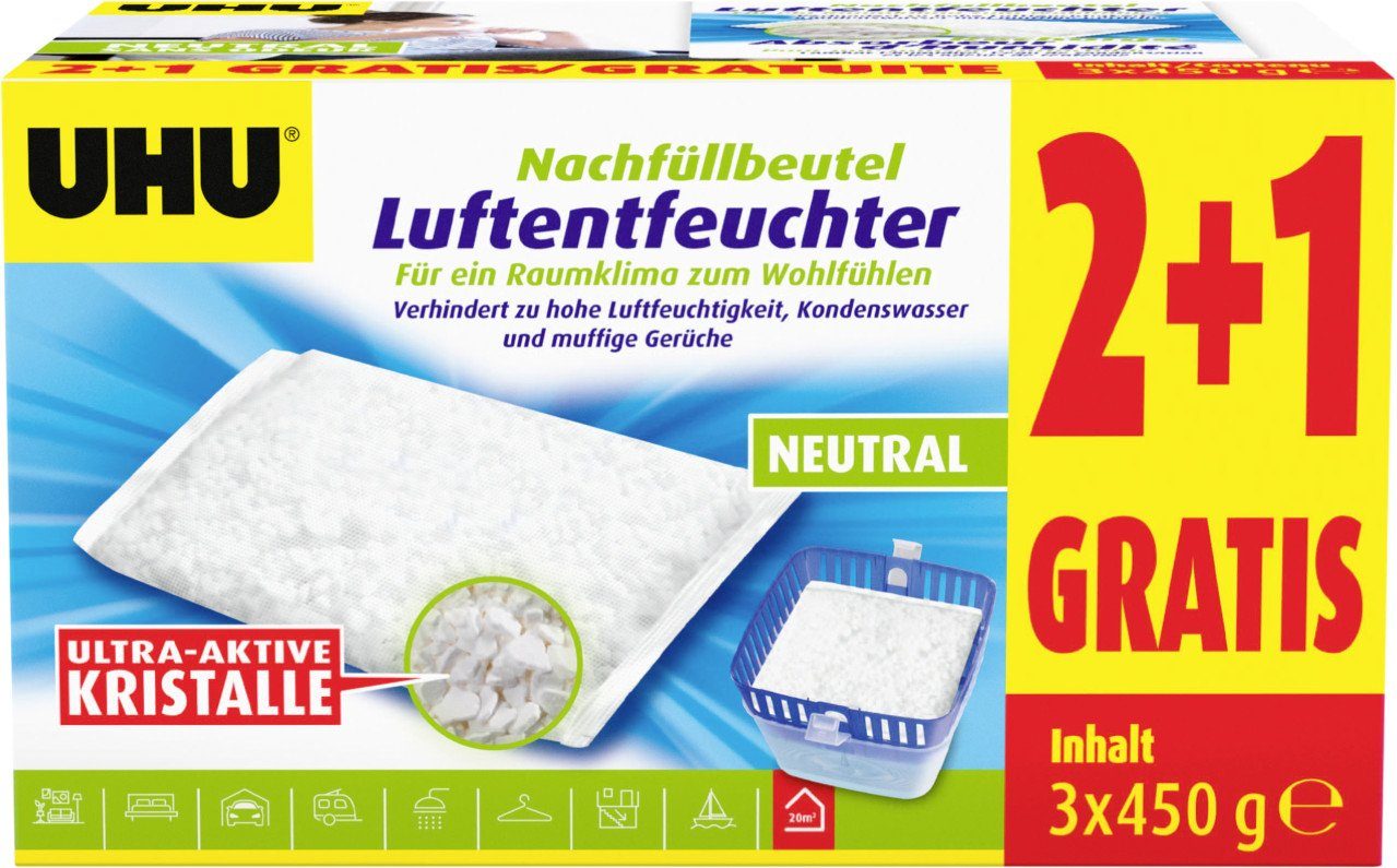 UHU Luftentfeuchter UHU Luftentfeuchter Nachfüllbeutel 450g 2+1 gratis