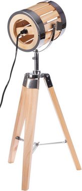 BRUBAKER Stehlampe Industrial Design Scheinwerfer Lampe, Ohne Leuchtmittel, natürliche Holz Optik