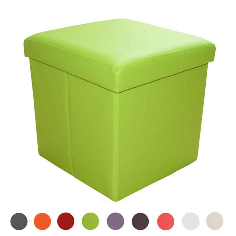 Natsen Sitzhocker mit Stauraum faltbare Sitzwürfel (Sitztruhe aus Kunstleder, 38 x 38 x 38 cm Grün), gepolstert Sitzbank Fußhocker für Wohnzimmer Schlafzimmer
