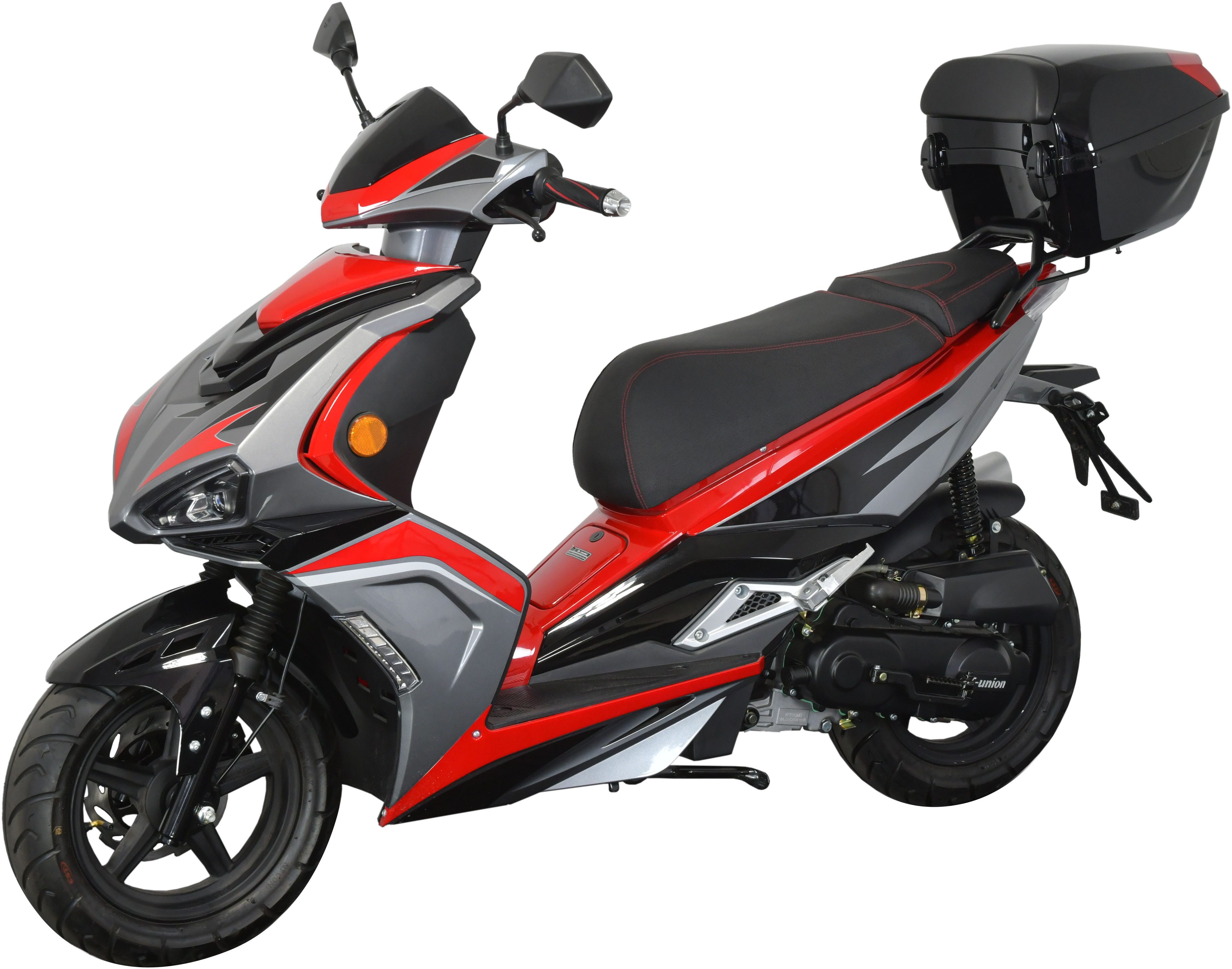 GT UNION Motorroller Striker 45, 49,5 ccm, 45 km/h, Euro 5, (Set, mit Topcase), Luftgekühlter Motor