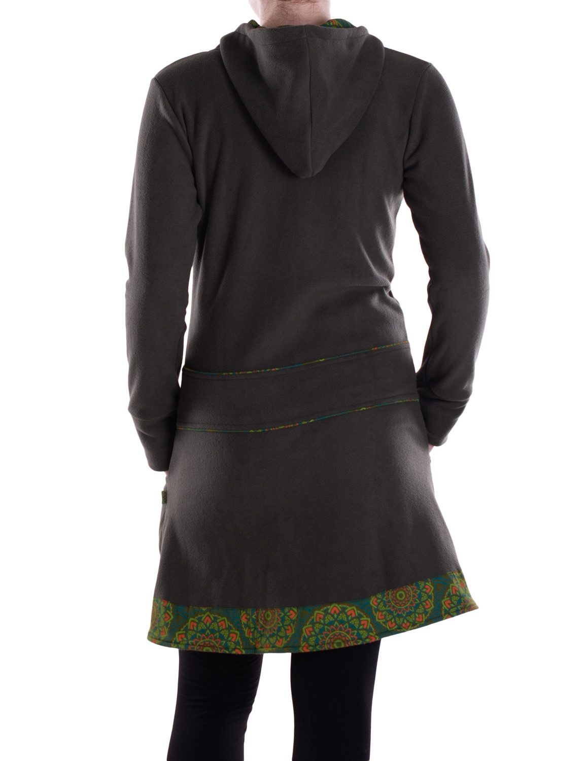 Vishes Kapuzenfleecejacke Damen lange Fleecejacke Hippiemantel Übergangsjacke Kapuze Hippie, Hoodie Style, Alternative Bekleidung