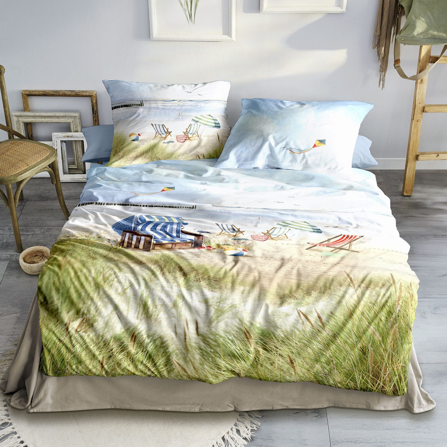 Irisette Bettwäsche Irisette Mako Satin Bettwäsche Wave 8699-90 Strandkorb günstig online kaufen