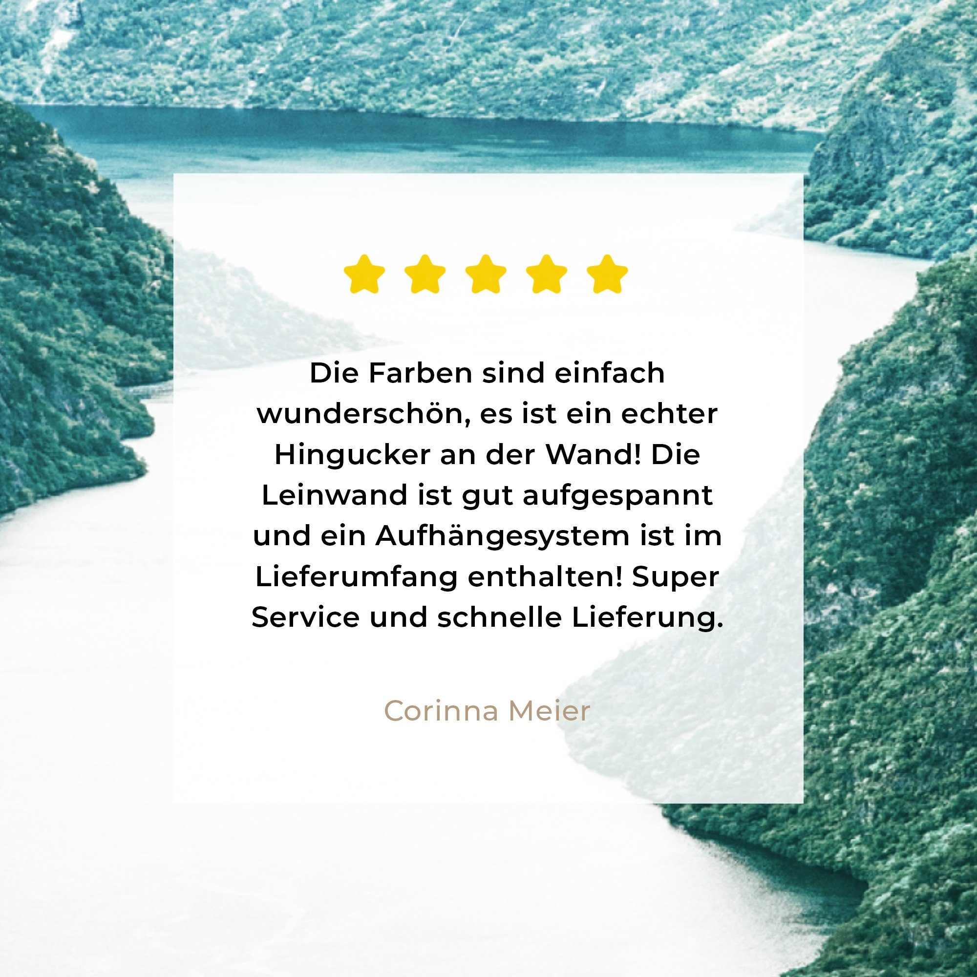 OneMillionCanvasses® Leinwandbild Natur - Bilder - Fluss, für - Berge (1 Grün St), Leinwand Schlafzimmer, 20x20 cm Wohnzimmer