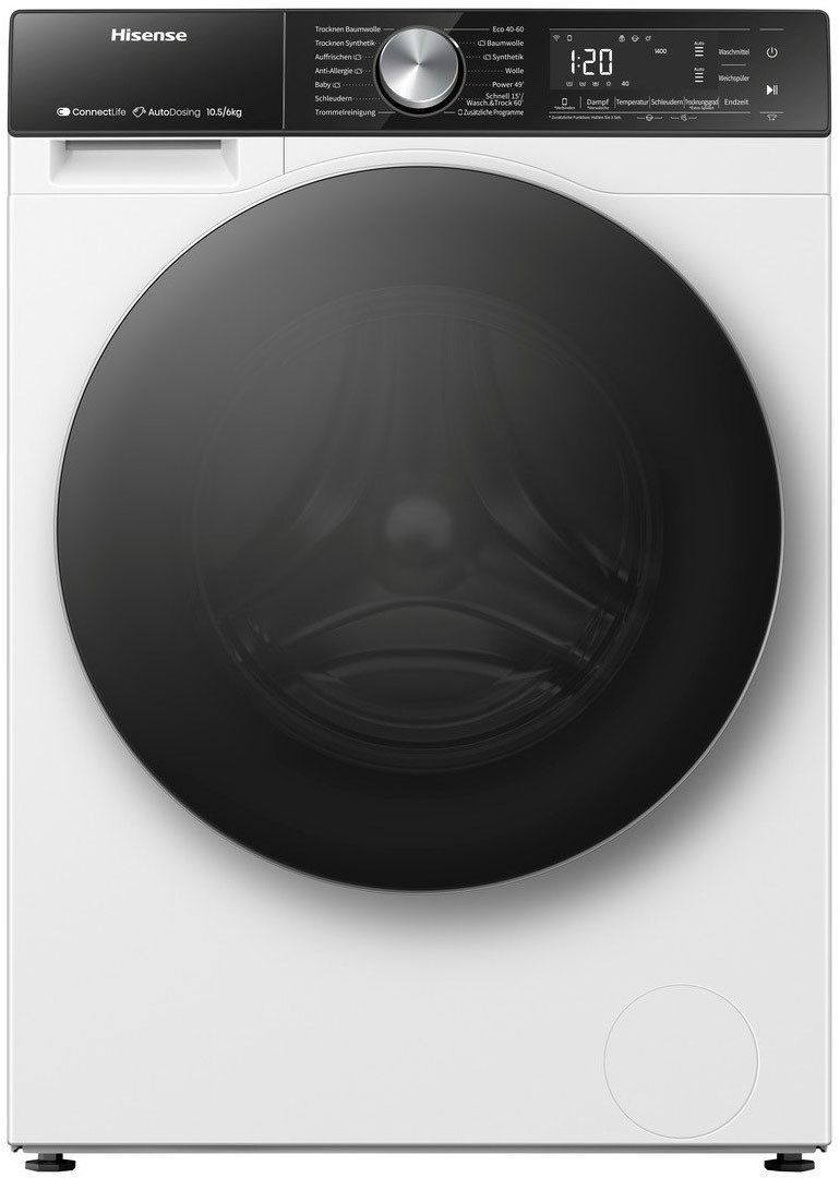 Hisense Waschtrockner 5S Serie WD5S1045BW, 10,5 kg, 6 kg, 1400 U/min, 10,5kg/ 6kg