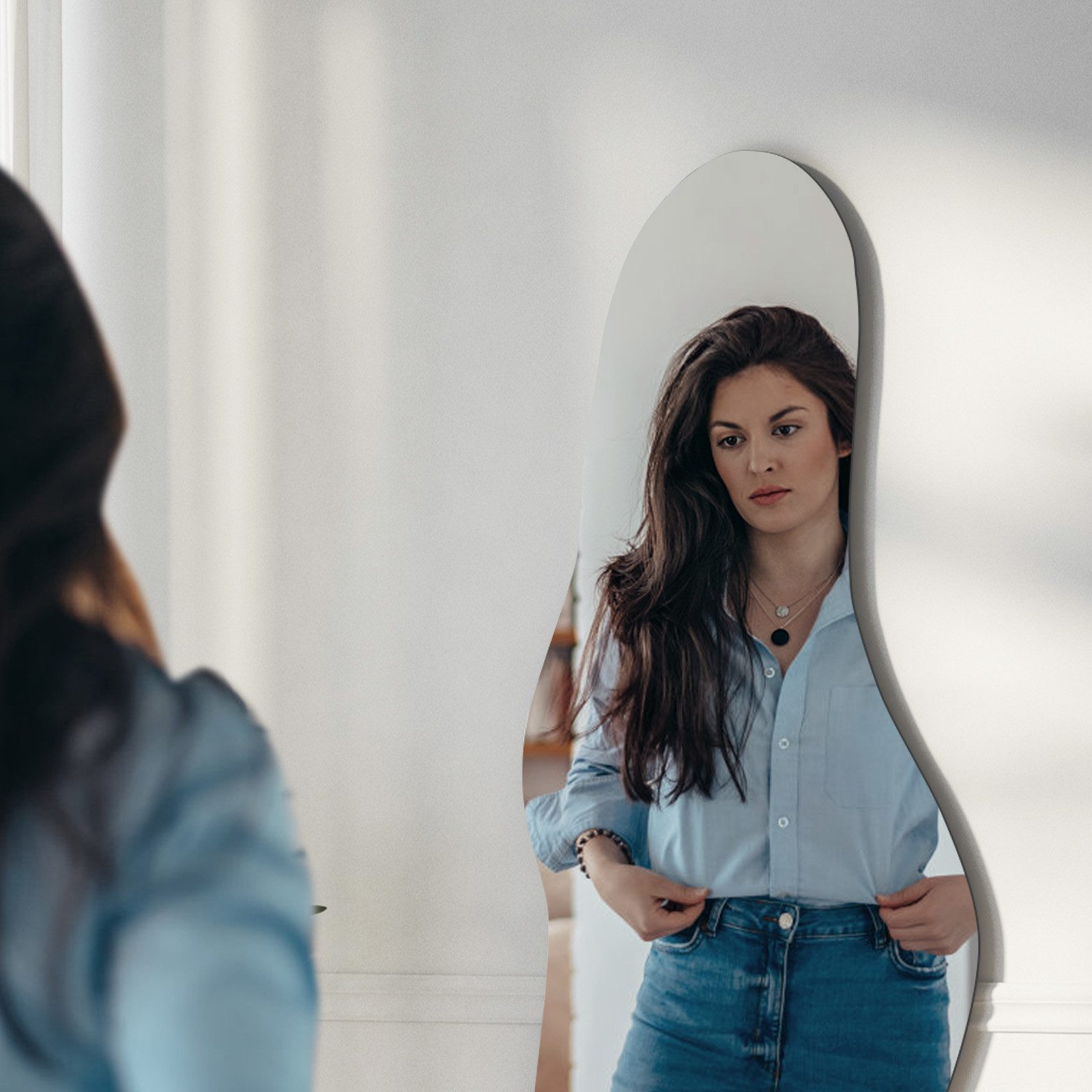 Hopibath Wandspiegel Ganzkörper Ganzkörperspiegel 165x60cm ohne Rahmen (Dekospiegel Flurspiegel modern, 1-St., Asymmetrisch, Rahmenlos), für Garderobe & Flur, Wohnzimmer, Schlafzimmer