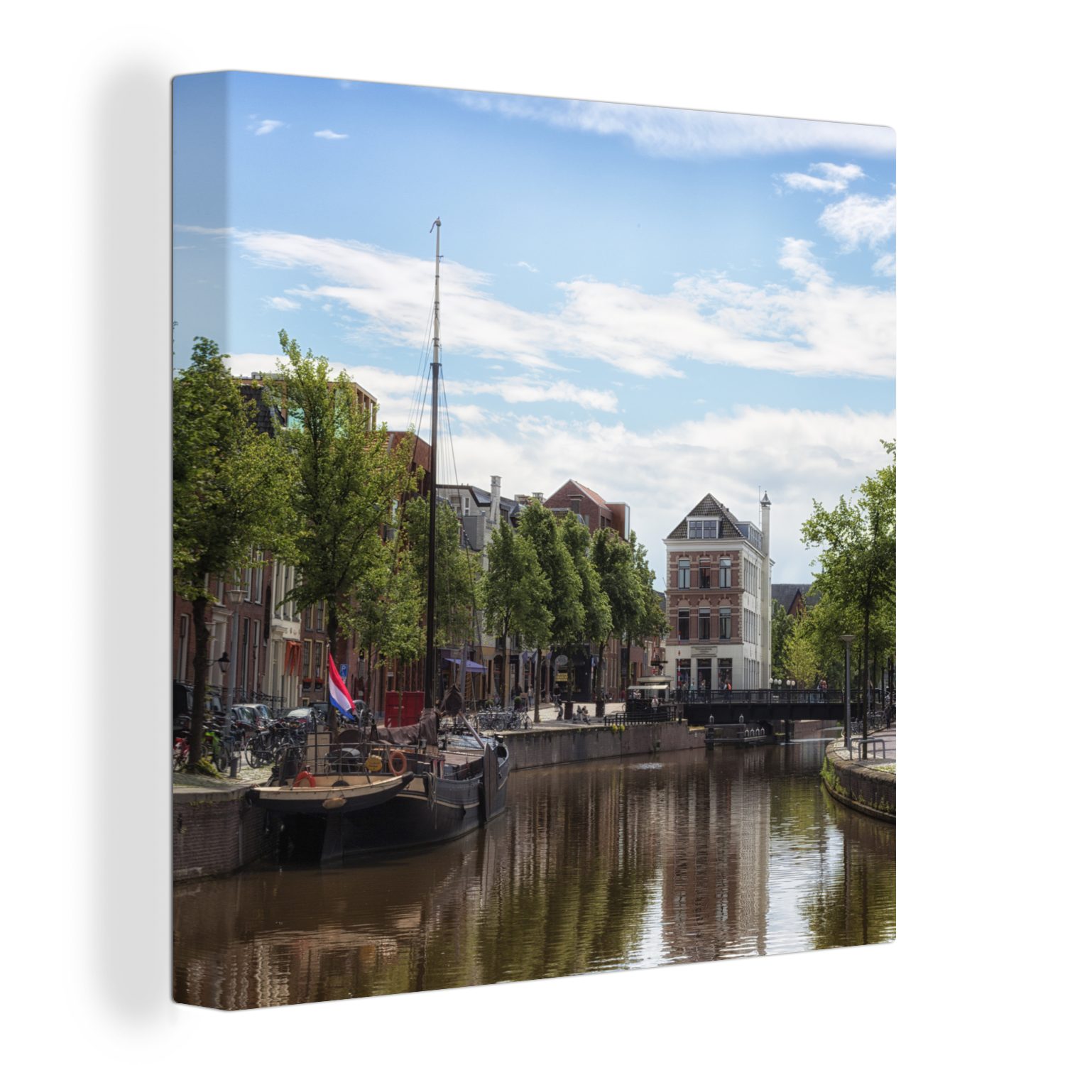 OneMillionCanvasses® Leinwandbild Groningen - Segelboot St), (1 für Wohnzimmer Bilder Grachtenhaus, Leinwand Schlafzimmer 