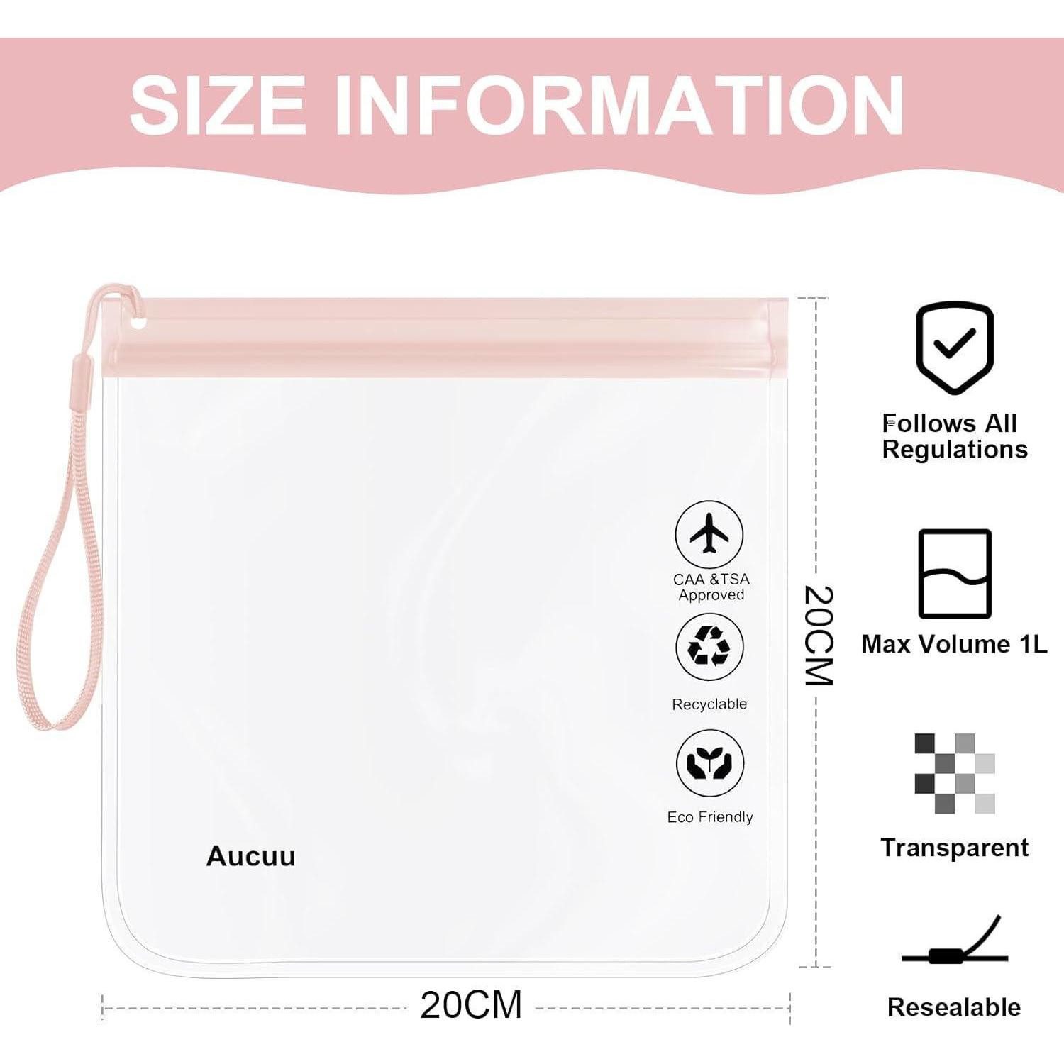 LuxusKollektion Liquidtasche Transparenter Reisebeutel 1L Kulturbeutel Flughafensicherheit 20x20cm