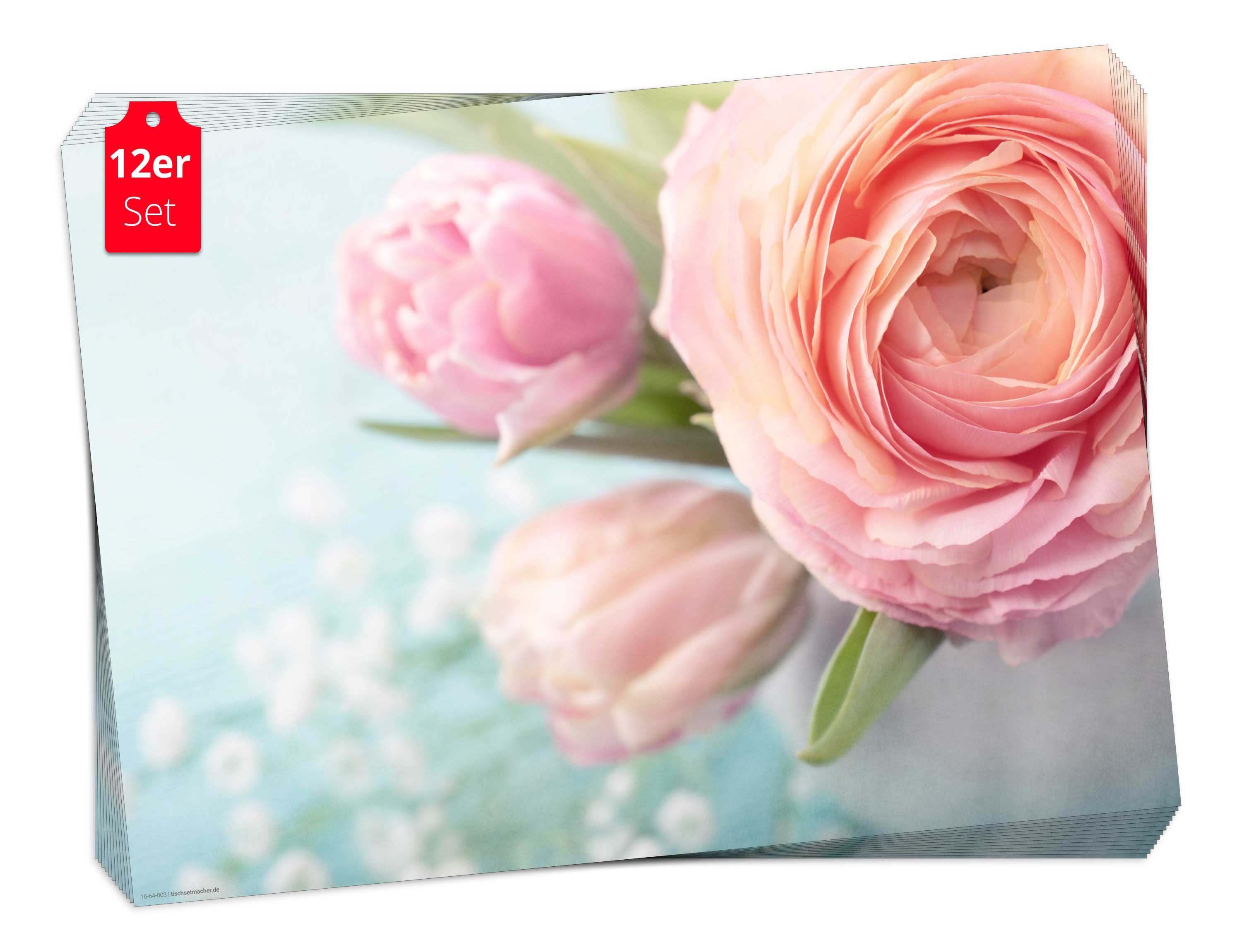 Rosa 12-St., & x cm Ostern Naturpapier in 44 Germany Aufbewahrungsmappe, Made Tischsetmacher, Tischset rosa), 32 in - Blumen / (aus Frühling, Platzset, Rosen,
