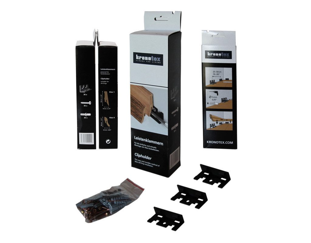 KRONOTEX Sockelleisten-Endkappe Sockelleisten-Clips für Ktex 1 - Ktex 4