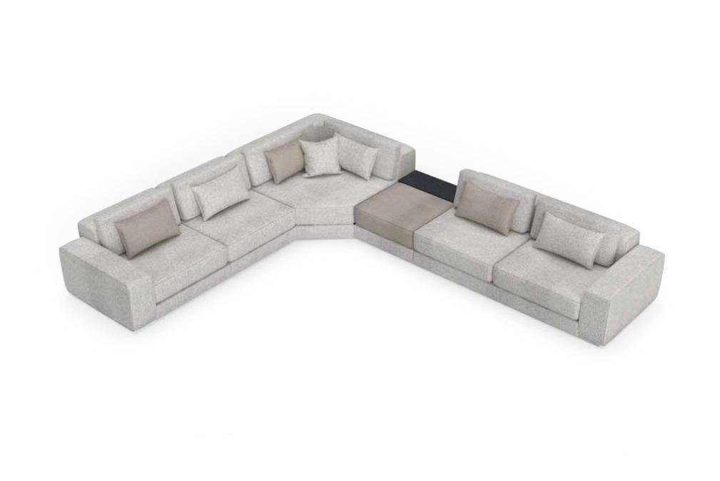 JVmoebel Ecksofa Grau Ecksofa Holz Made Textil L-Form Sofa, in Teile, 1 Europa Wohnlandschaft Möbel Couch