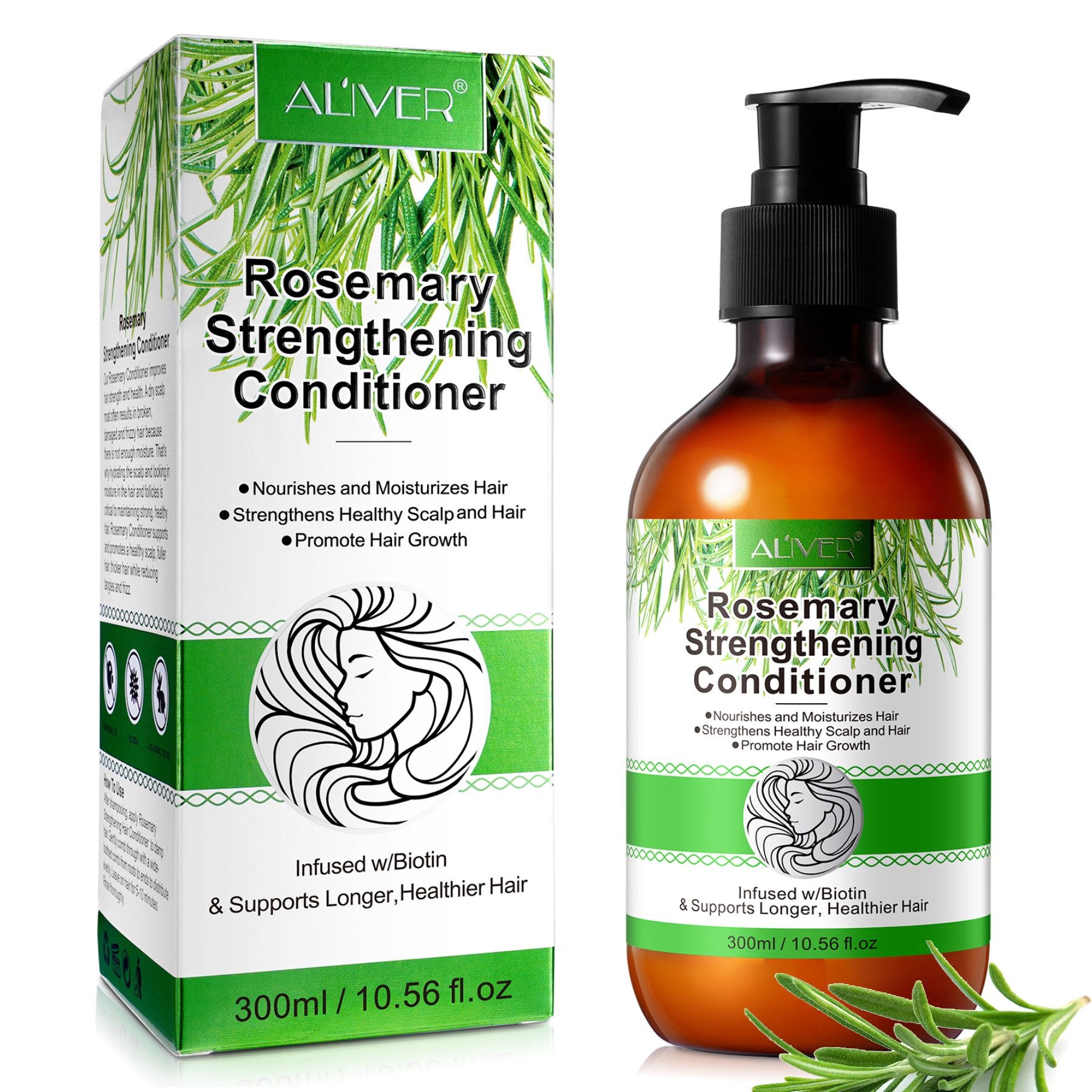ALIVER Haarpflege-Set Rosmarin Set Shampoo Conditioner Haarmaske Haaröl Haarwachstum Vegan