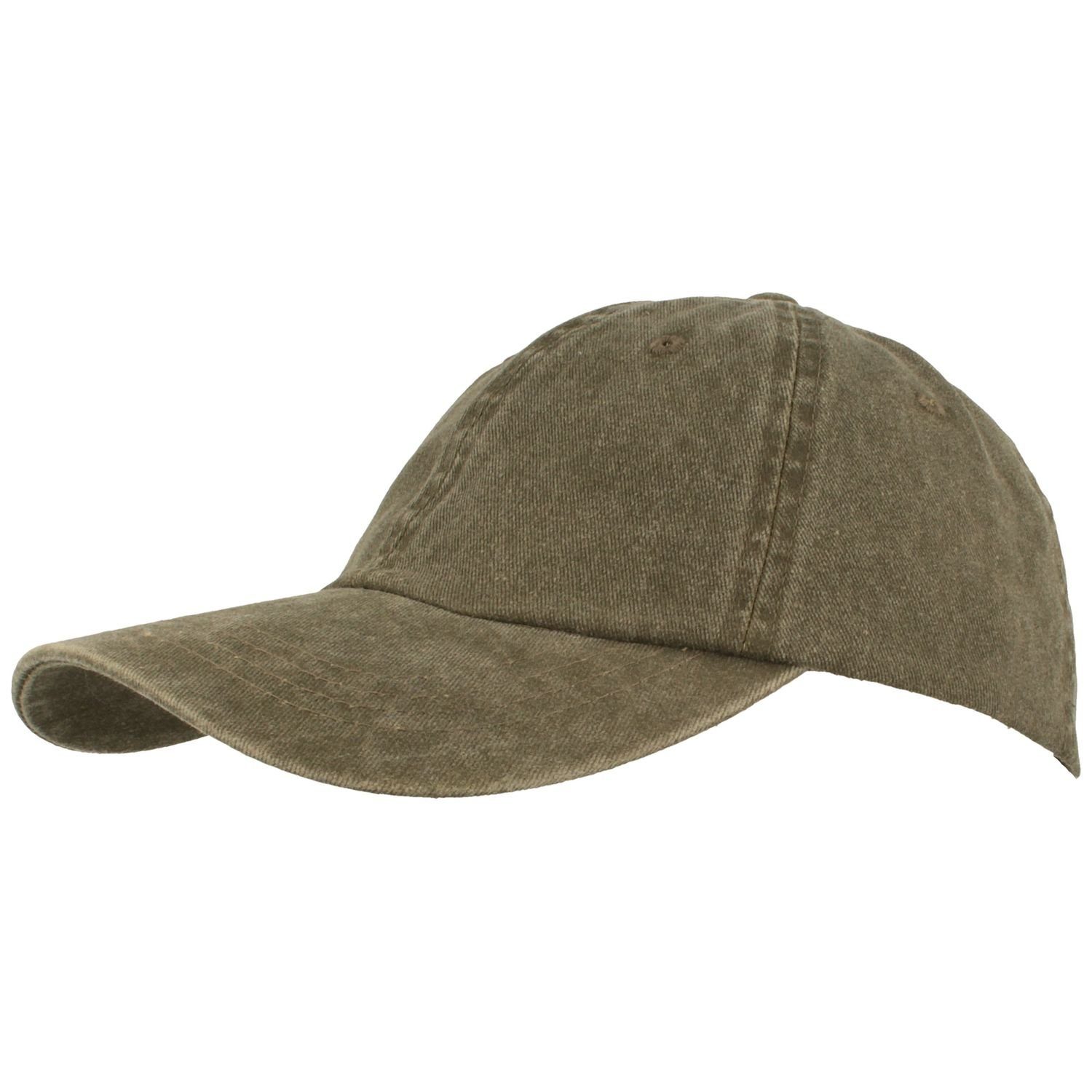 Breiter Baseball Cap Jeans-Stoff-Cap aus 32 100% oliv Baumwolle