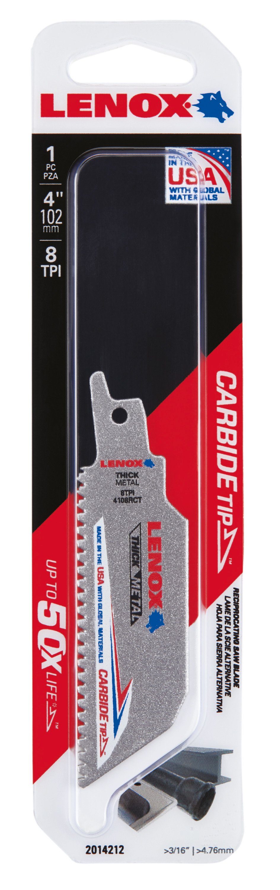 Lenox Säbelsägeblatt 2014212 HM-Sägeblatt Lazer CT für Metall >2mm 102x25x1,3mm