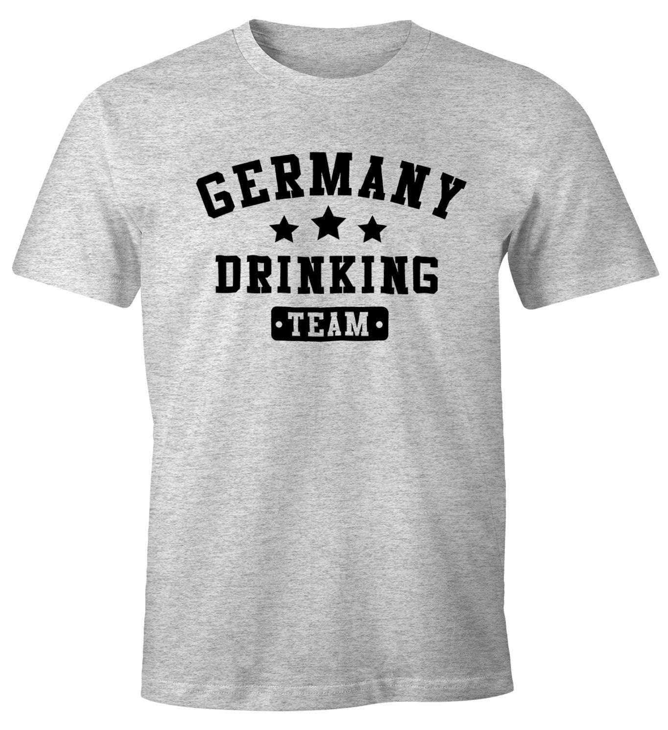MoonWorks Print-Shirt Herren T-Shirt Germany Drinking Team Bier Fun-Shirt Moonworks® mit Print grau