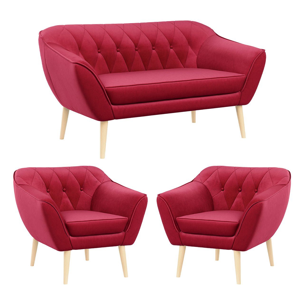 Sofa Pirs Sessels Moderne Rot MÖBEL Set, Sofa und Zwei PIRS 1, Casablanca Deko, 1 2 Loungesofa MKS Skandinavische
