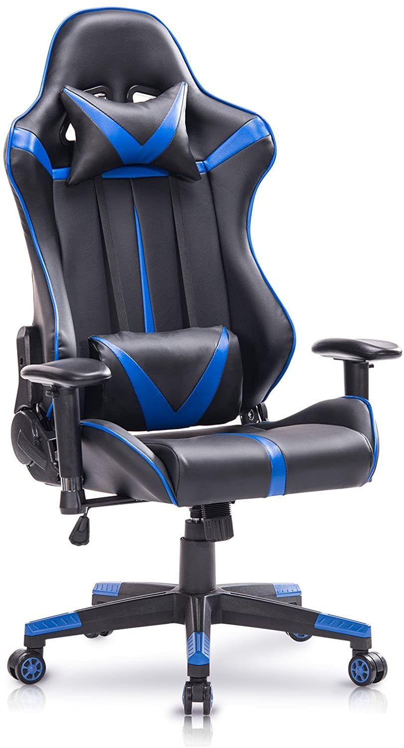 Woltu Gaming-Stuhl (Packung, 1 St), Racing Stuhl Gaming Stuhl Bürostuhl  Schreibtischstuhl Sportsitz, mit Armlehne Kopfstütze Lendenkissen,  höhenverstellbar, dick gepolsterte Sitzfläche aus Kunstleder, Blau online  kaufen | OTTO