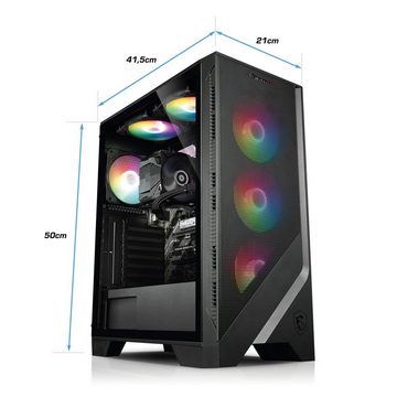 Kiebel Viper V Gaming-PC (AMD Ryzen 5 AMD Ryzen 5 5600G, Radeon Vega, 16 GB RAM, 1000 GB HDD, 500 GB SSD, Luftkühlung, RGB-Beleuchtung, WLAN)