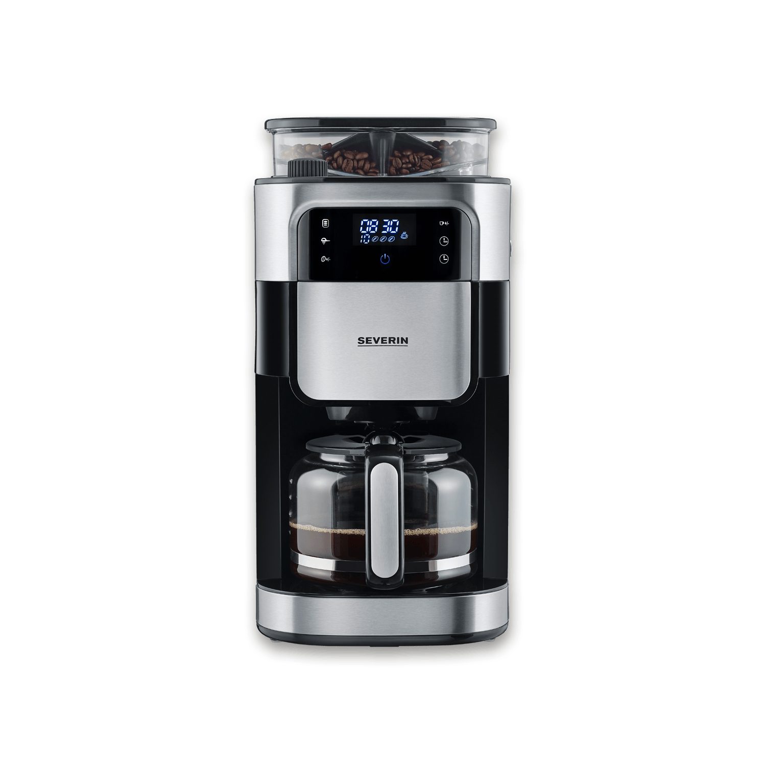 Severin Filterkaffeemaschine KA 4813 Filterkaffeemaschine mit Edelstahl-Mahlwerk schwarz|silberfarben