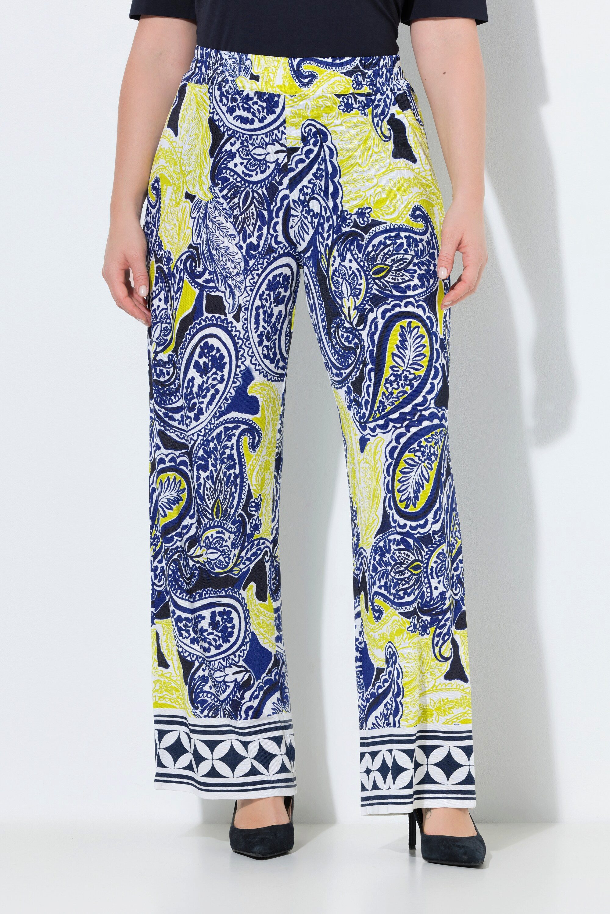 Schlupfhose Slinky-Hose Paisley-Design weites Bein Elastikbund