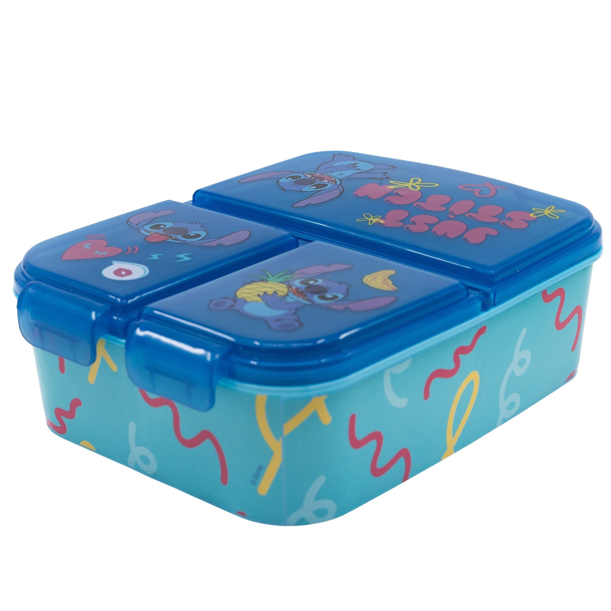 Stitch 3 Kuststoff, Brotdose Set Kammern Trinkflasche, Lunch Lunchbox Disney mit (2-tlg), 2 370 Disney tlg. ml