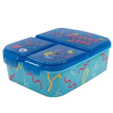 Disney Lunchbox Disney Stitch 2 tlg. Lunch Set, Kunststoff, (2-tlg), Brotdose mit 3 Kammern Trinkflasche 400 ml