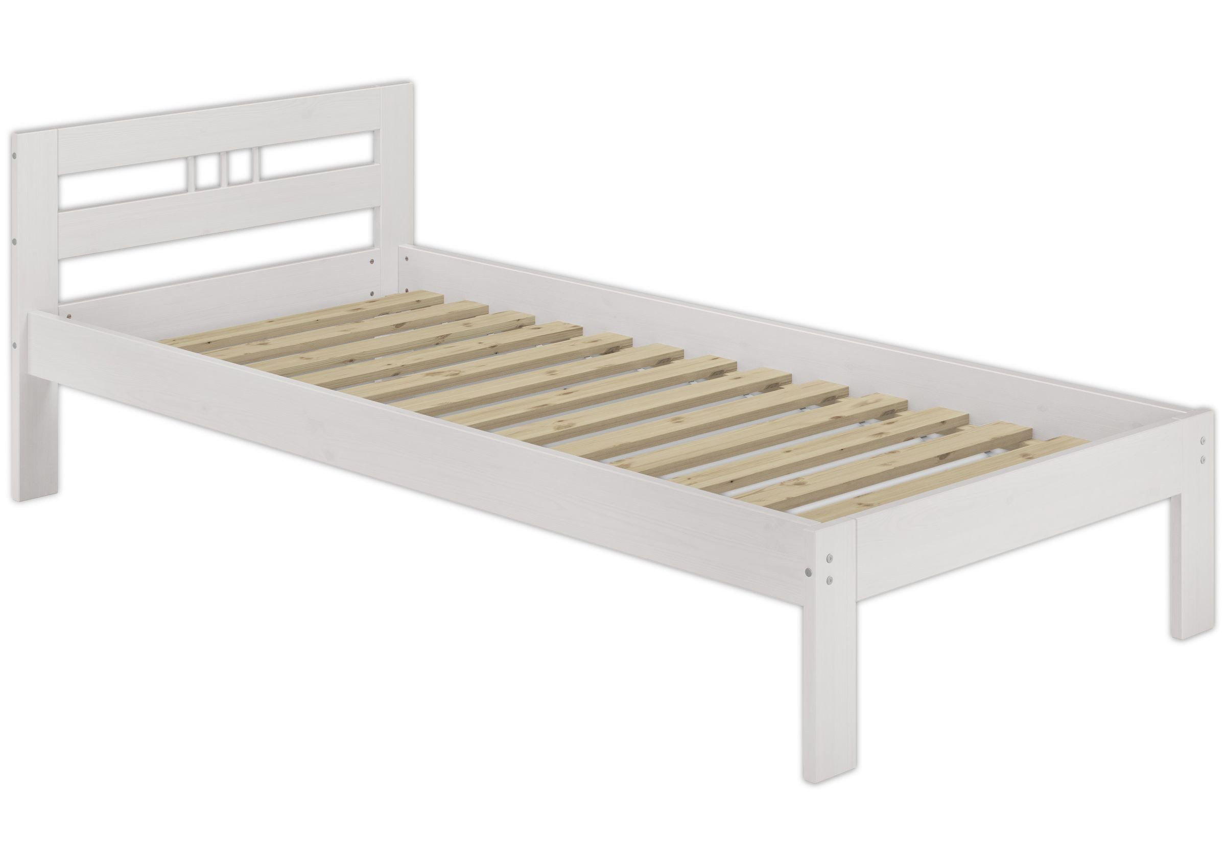 Massivholzbett Futonbett 100 x 200 cm Einzelbett Kiefer Weiß für Erwachsene