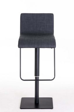TPFLiving Barhocker Lima (mit Fußstütze - höhenverstellbar - Hocker für Theke & Küche), 360° drehbar - Metall schwarz matt - Sitzfläche: Stoff Dunkelgrau