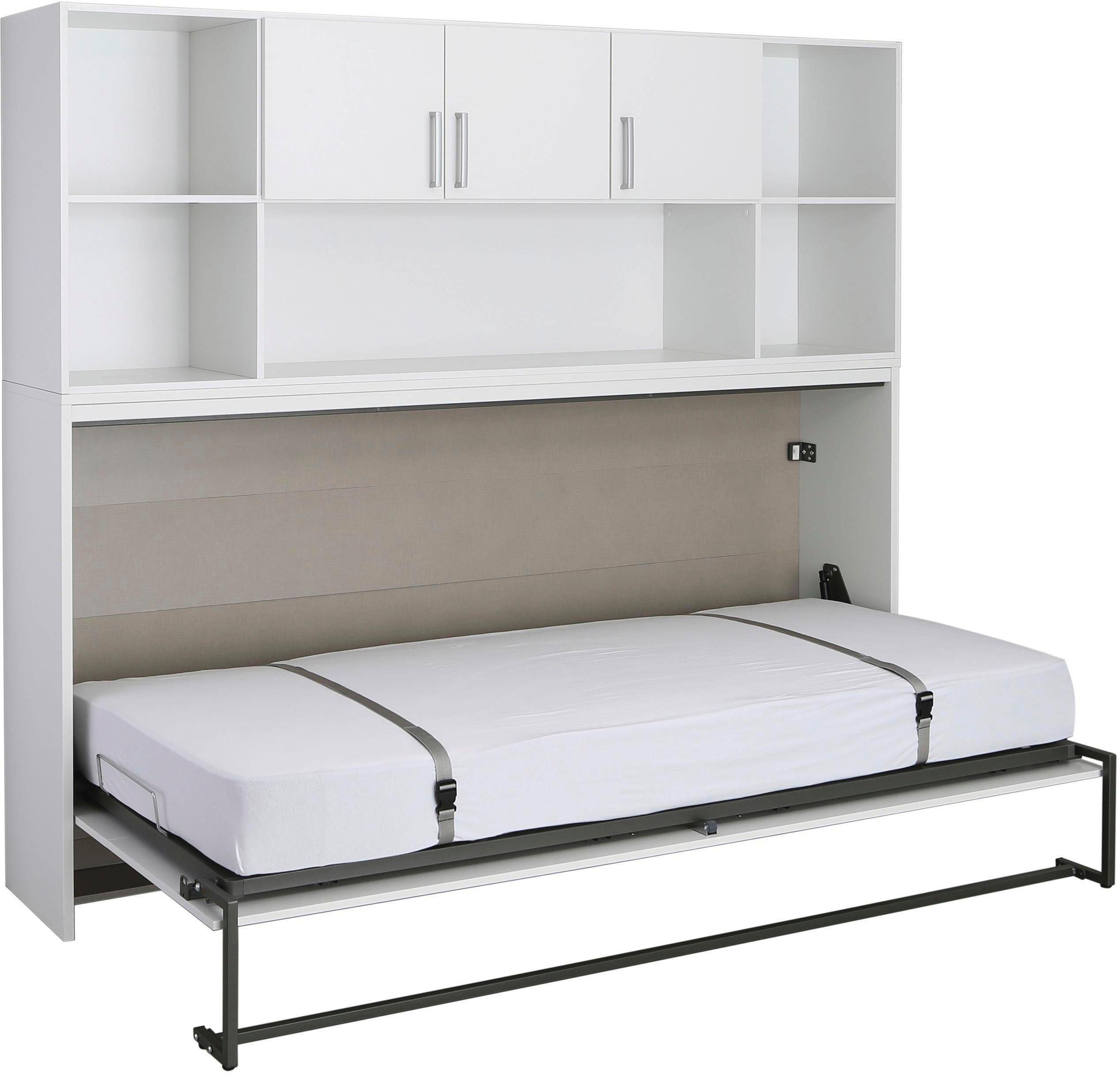 rauch Schrankbett Bett Einzelbett Klappbett Gästebett Ausziehbett ALBERO (inklusive Lattenrost, Größe: 90x200 cm) besonders platzsparend, ausziehbar mit Metallf – Bild 4 von 5