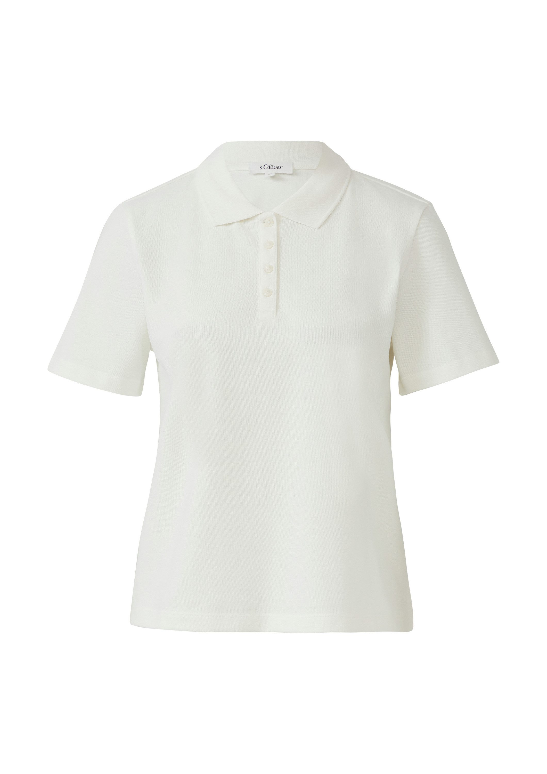 s.Oliver Kurzarmshirt Polo-Shirt Verkürztes Poloshirt aus Baumwollpiqué
