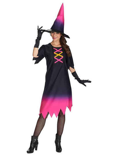 Metamorph Kostüm Neon-Hexe Kostüm, Hexenkostüm mit grellem Farbverlauf
