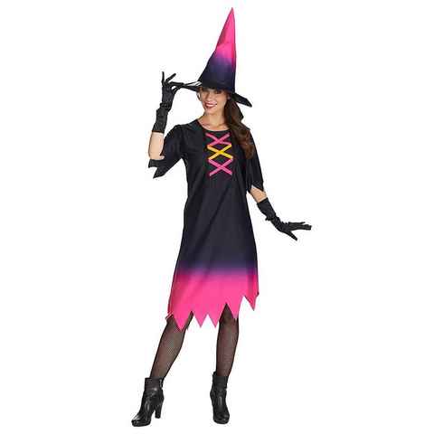 Metamorph Kostüm Neon-Hexe Kostüm, Hexenkostüm mit grellem Farbverlauf