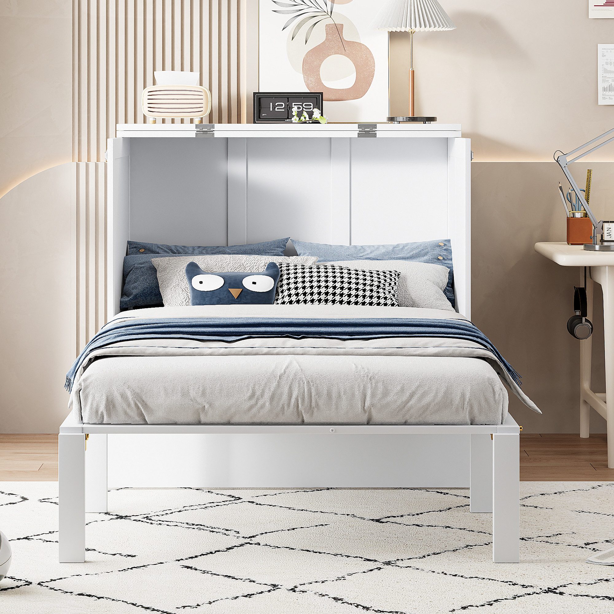 MODFU Funktionsbett Vertikales Klappbett (multifunktionales Klapp-Schrankbett mit Ablagefläche), ohne Matratze