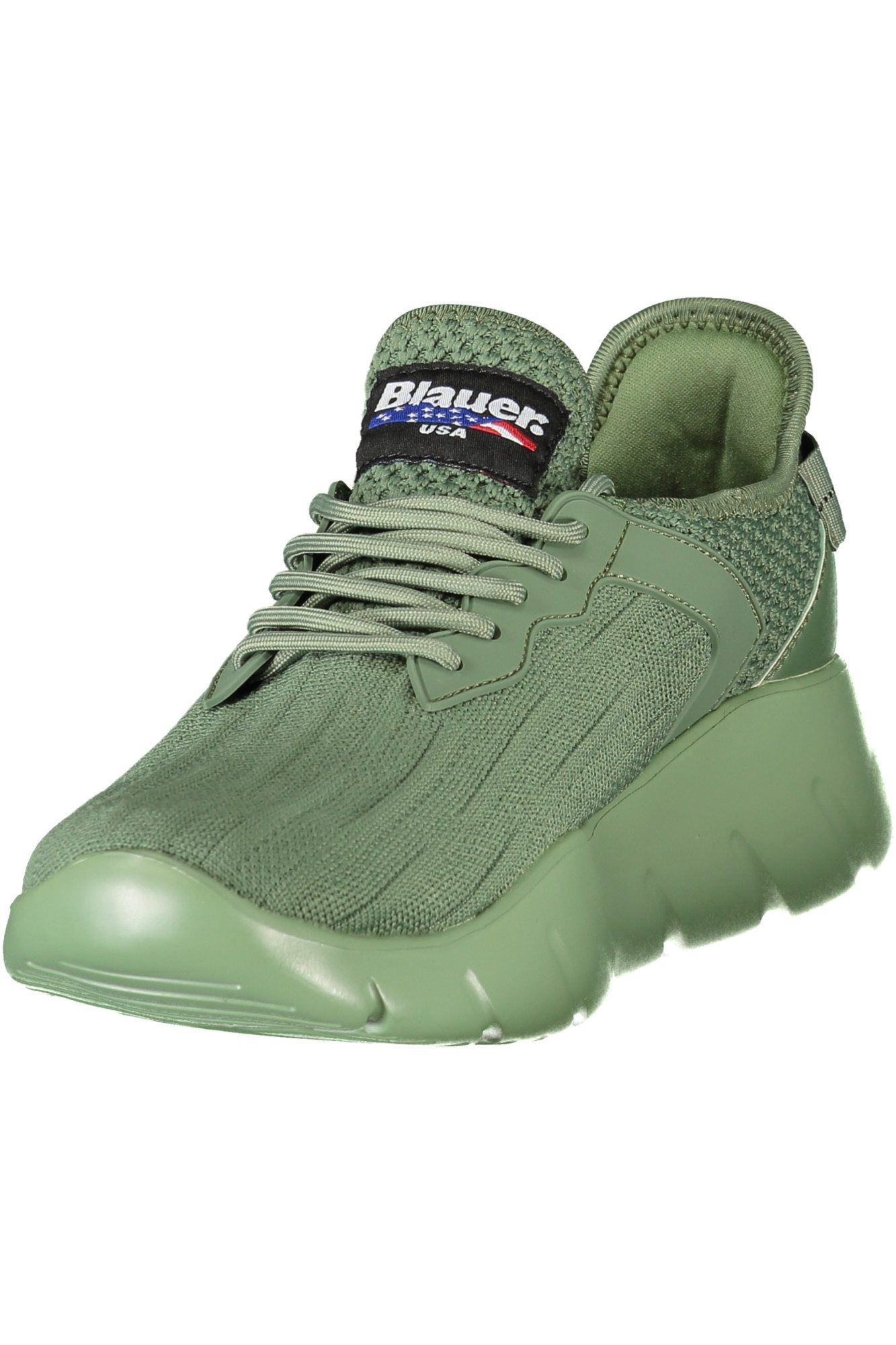 Blauer Sneaker Grüner Herrensportschuh mit Schnürsenkeln und