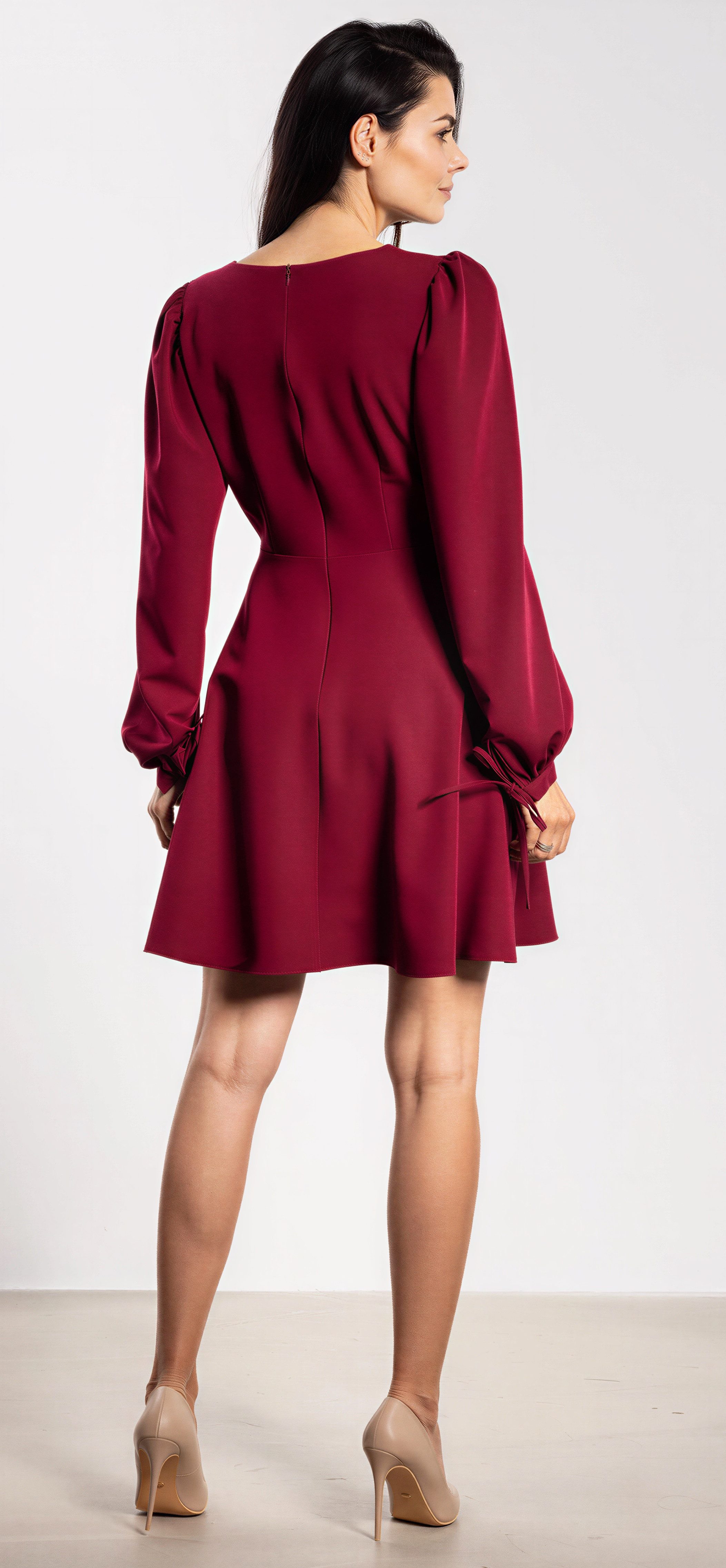 Awama Minikleid mit Puffärmeln und Bindebändern