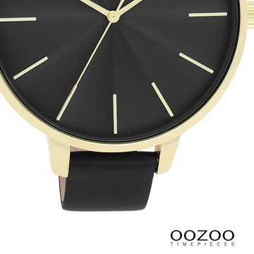 OOZOO Quarzuhr Oozoo Damen Armbanduhr Timepieces Analog, Damenuhr rund, extra groß (ca. 48mm) Lederarmband, Fashion-Style