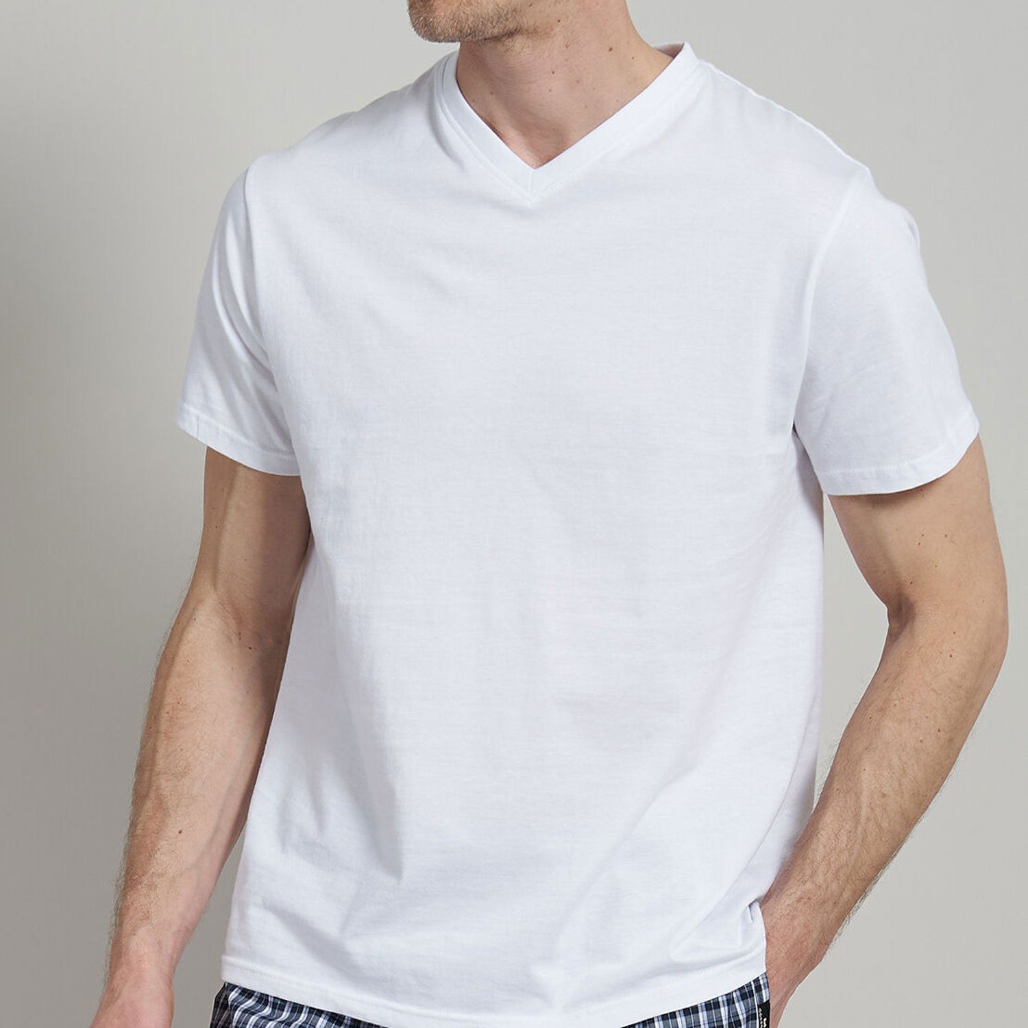 2er kurzarm, CECEBA Baumwolle, Weiß T-Shirt Maverick Pack im (2-tlg) V-Ausschnitt,