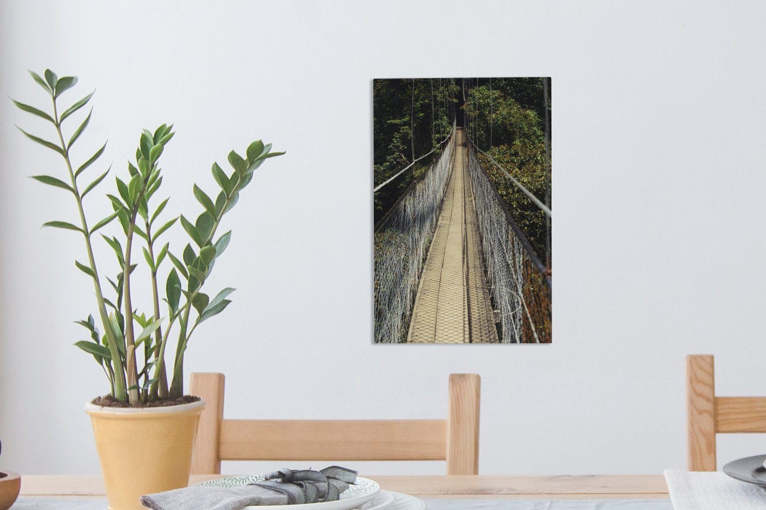 OneMillionCanvasses® Leinwandbild Eine inkl. Costa-Rica, 20x30 St), bespannt Zackenaufhänger, Leinwandbild cm in riesige fertig (1 Gemälde, Hängebrücke