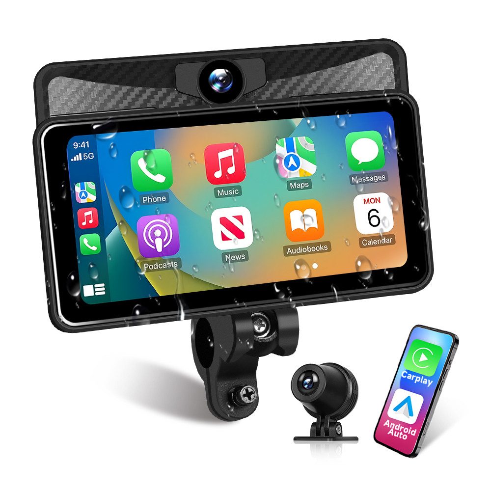 6,25-Zoll Motorräder Carplay-Player mit Android Auto & IP68 Navigationsgerät