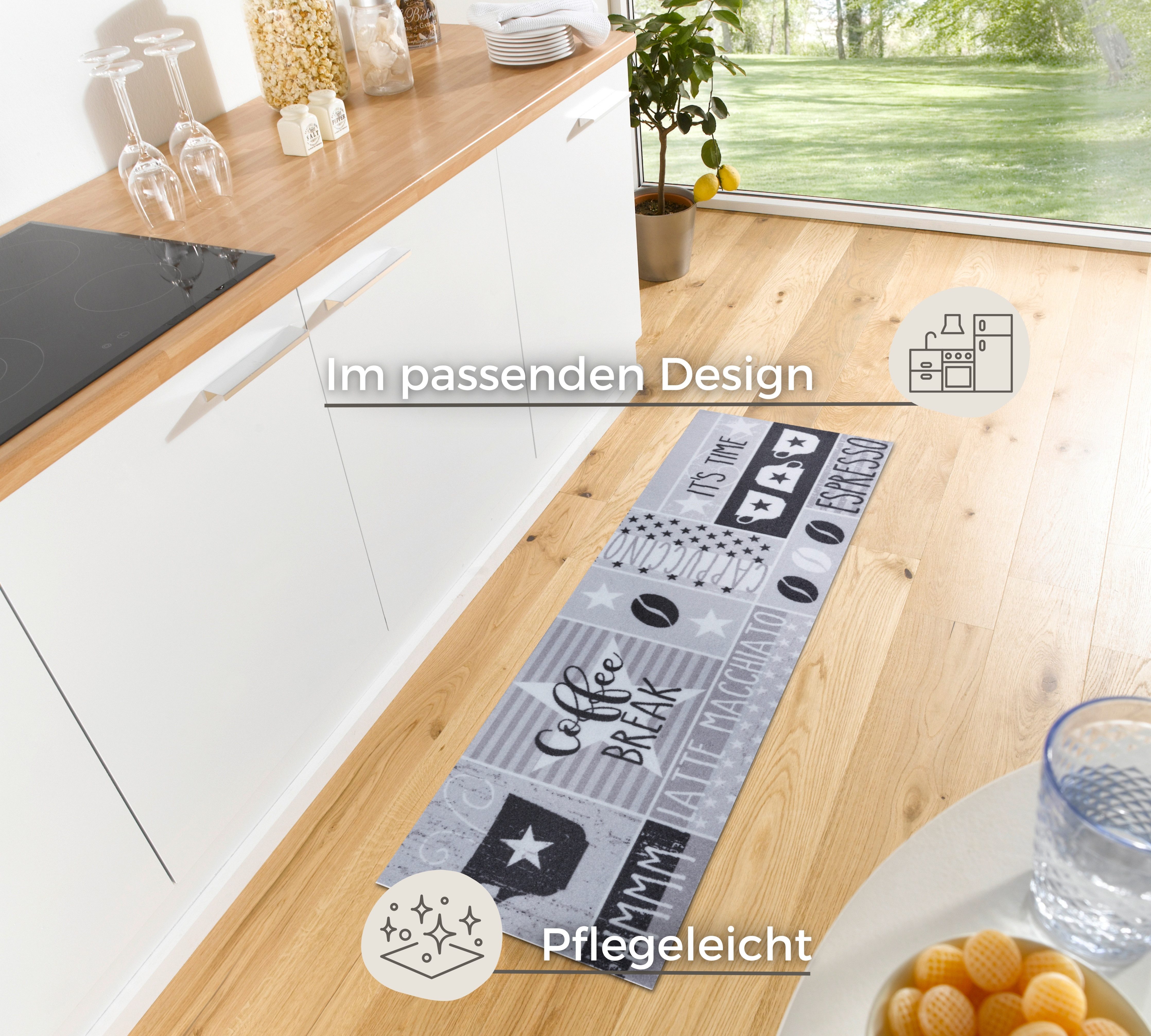 HANSE Home Küchenläufer Its Time For Espresso, rechteckig, Höhe: 3 mm, Läufer, Rutschfest, Küchenteppich, Küche, Teppich, Pflegeleicht